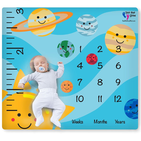 Smiling Planets Baby Milestone Blanket